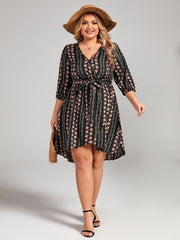 Ditsy Floral Print Half Sleeve V Neck Midi Dress