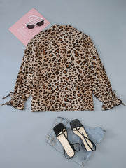 Leopard Print Long Sleeve Shirt Plus Size
