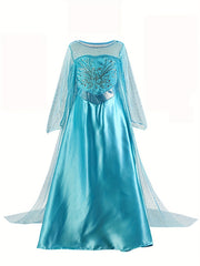 Princess Dress with Artificial Diamonds and Mesh Sleeves
