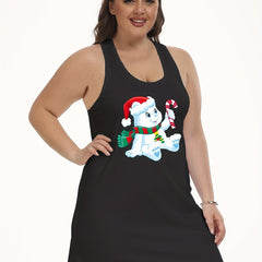 Plus Size Cartoon Bear Print Tank Dress