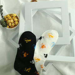 Men's Ink Pattern Crew Socks x2 Breathable Street Style Outdoor Wear