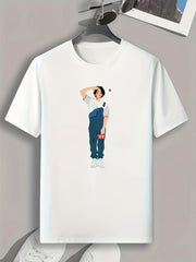 Handsome Boy Print Men's Graphic T shirt Casual Comfy Tees