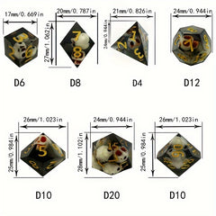 7pcs Resin Skull Polyhedron Dice Set For Board Game