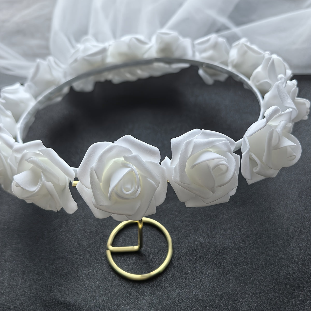 Rose Headdress Bridal Veil Hair Accessory for Banquets & Parties