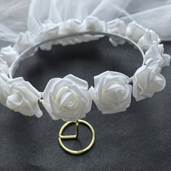 Rose Headdress Bridal Veil Hair Accessory for Banquets & Parties