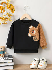 Bear Embroidered Sweatshirts Long Sleeve Pullover Top