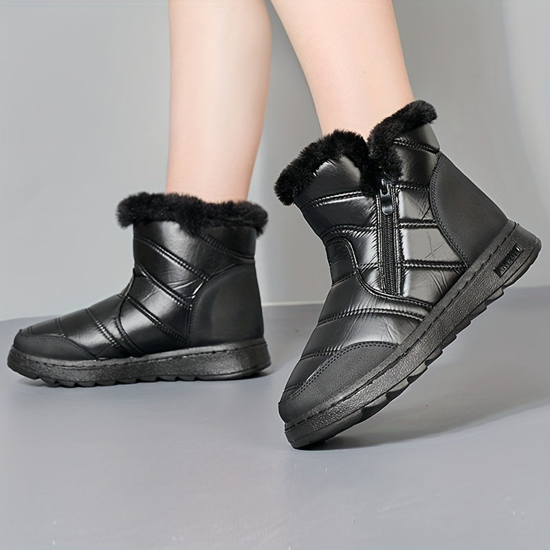 Women's Waterproof Non slip Snow Boots Thickened Zipper Winter Warm Hiking Boots