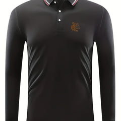 Men's Golf Lion Print Tennis Sports Shirt Top for Spring Fall Winter