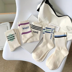 Comfy Letter Print Sports Socks for Women