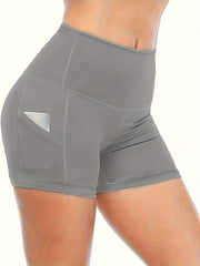 3 Pack Plus Size Sports Shorts Set Women's Plus Solid Wide Waistband