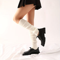 Rib Knit Leg Warmers Solid Knee High Socks Women's Stockings