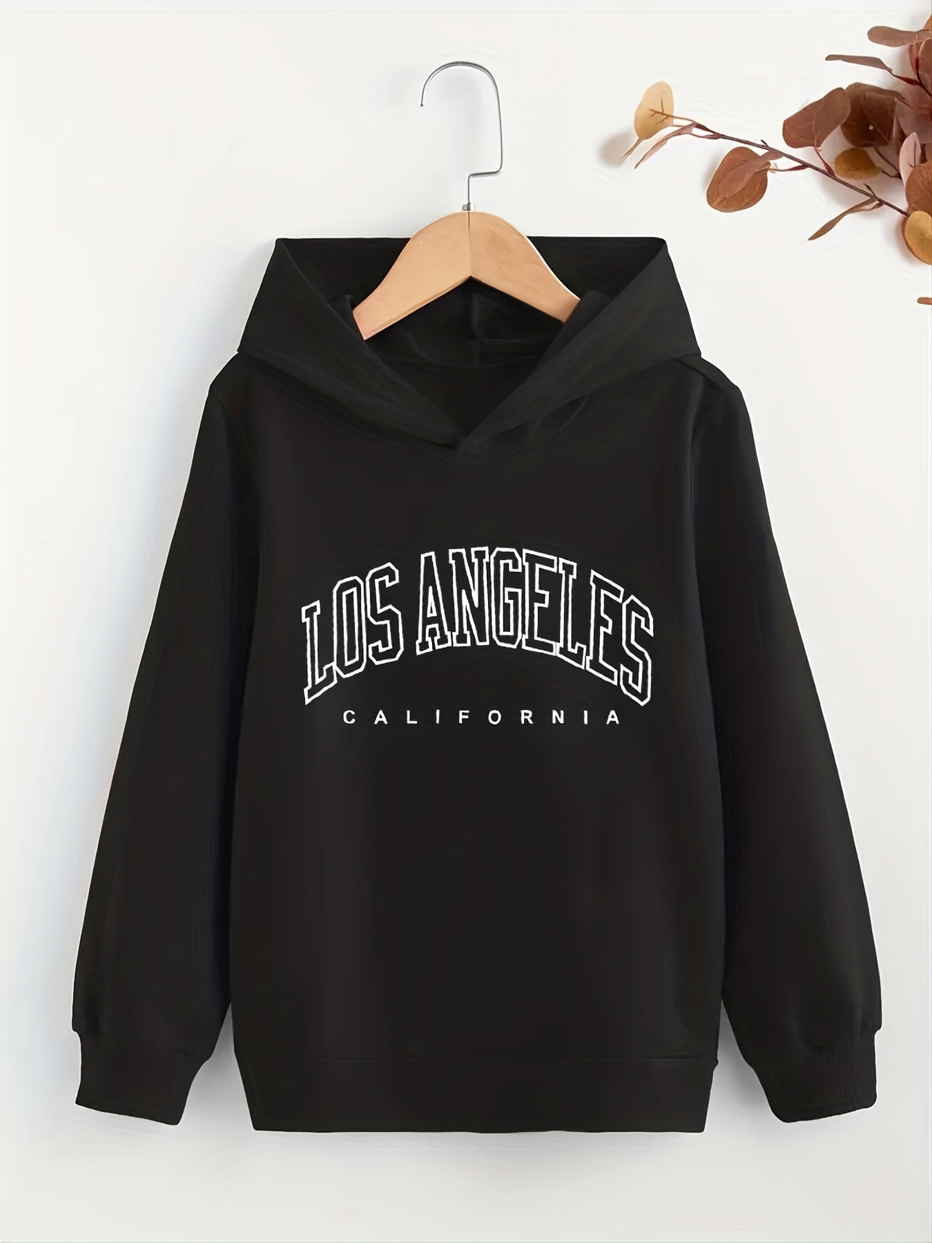 LOS ANGELES Letter Print Boys Hooded Sweatshirt for Kids