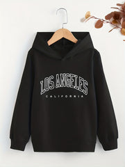 LOS ANGELES Letter Print Boys Hooded Sweatshirt for Kids
