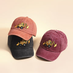 Kids Embroidered Excavator Sun Protection Baseball Cap