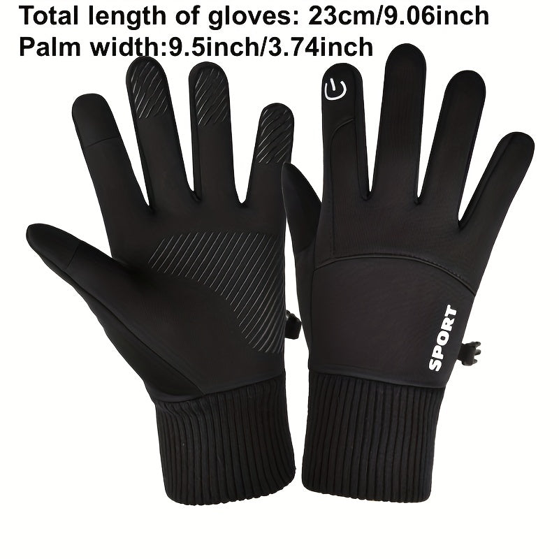 Men's Warm Velvet Cycling Gloves Anti-slip Touch Screen