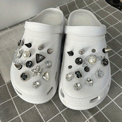 24 Pcs 3D Rhinestone & Chain Shoe Charms For Clogs DIY Accessories