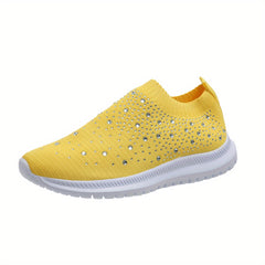 Women's Rhinestone Decor Sneakers Lace Up Slip On Shoes