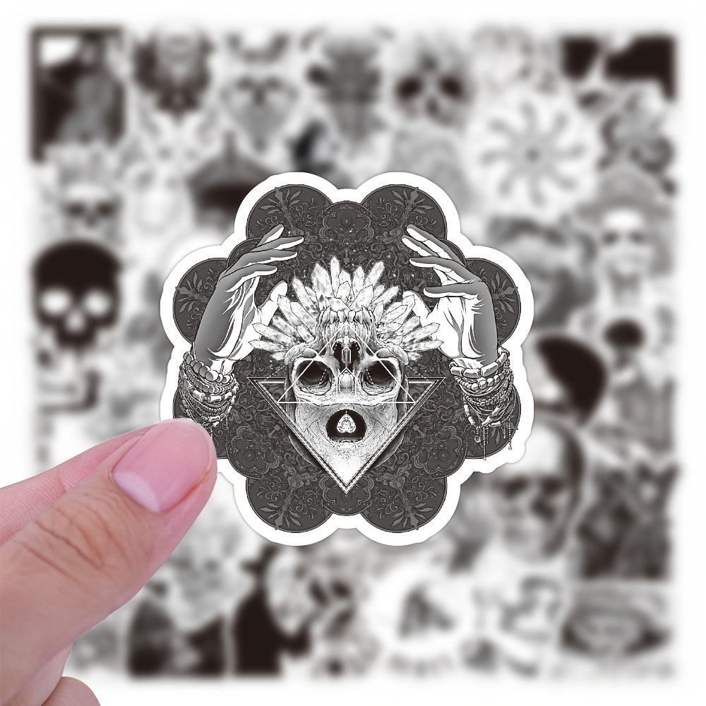 50pcs Gothic Skull Stickers Laptop Waterproof Vinyl Halloween Decoration