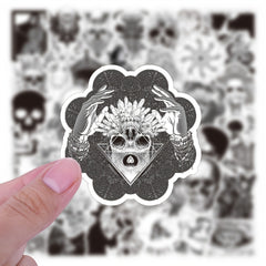 50pcs Gothic Skull Stickers Laptop Waterproof Vinyl Halloween Decoration
