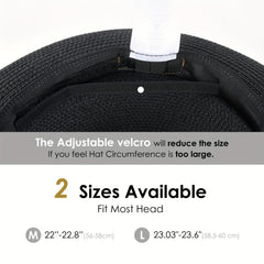 Wide Brim Straw Panama Hat Fedora for Men Women