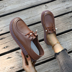 Women's Leather Skate Shoes Slip On Loafers Sport Sneakers