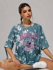 Tie Dye Rock Music Tee Round Neck Summer T-shirt Women's Clothing