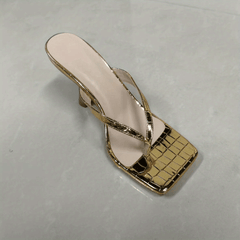 Women's Golden Stiletto Heeled Sandals Clip Toe Outdoor Shoes