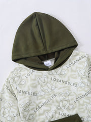 Bear Letter Allover Print Boy's 2pcs Hoodie & Sweatpants Set