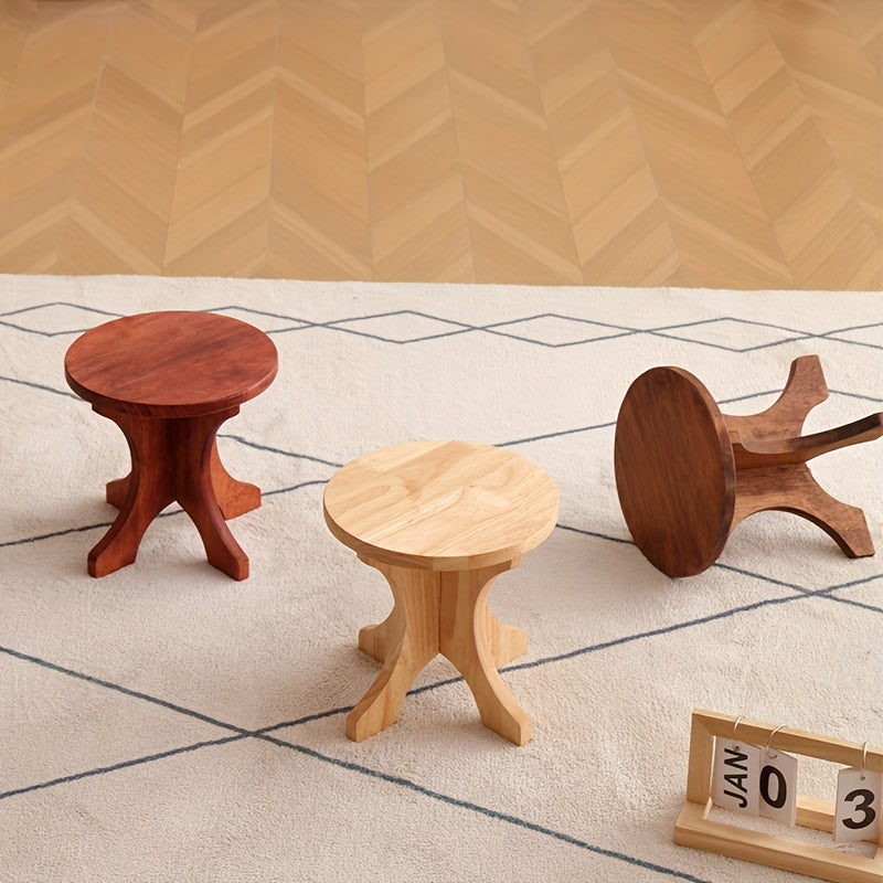 Wooden Stool Shoe Changing Stool Solid Wood Small Stool Round Stool