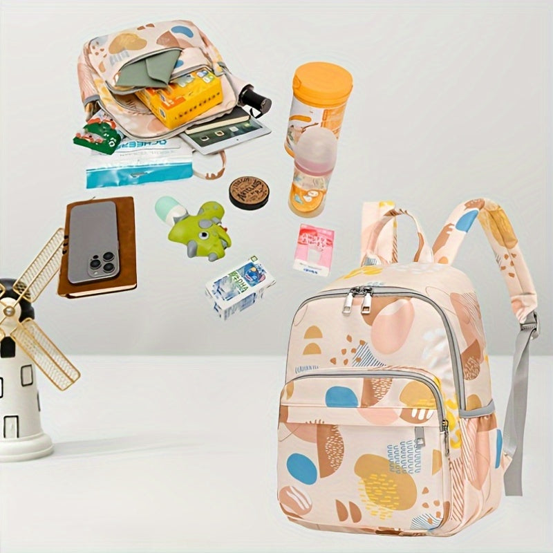 Stylish Lightweight Diaper Backpack Abstract Design Multifunctional