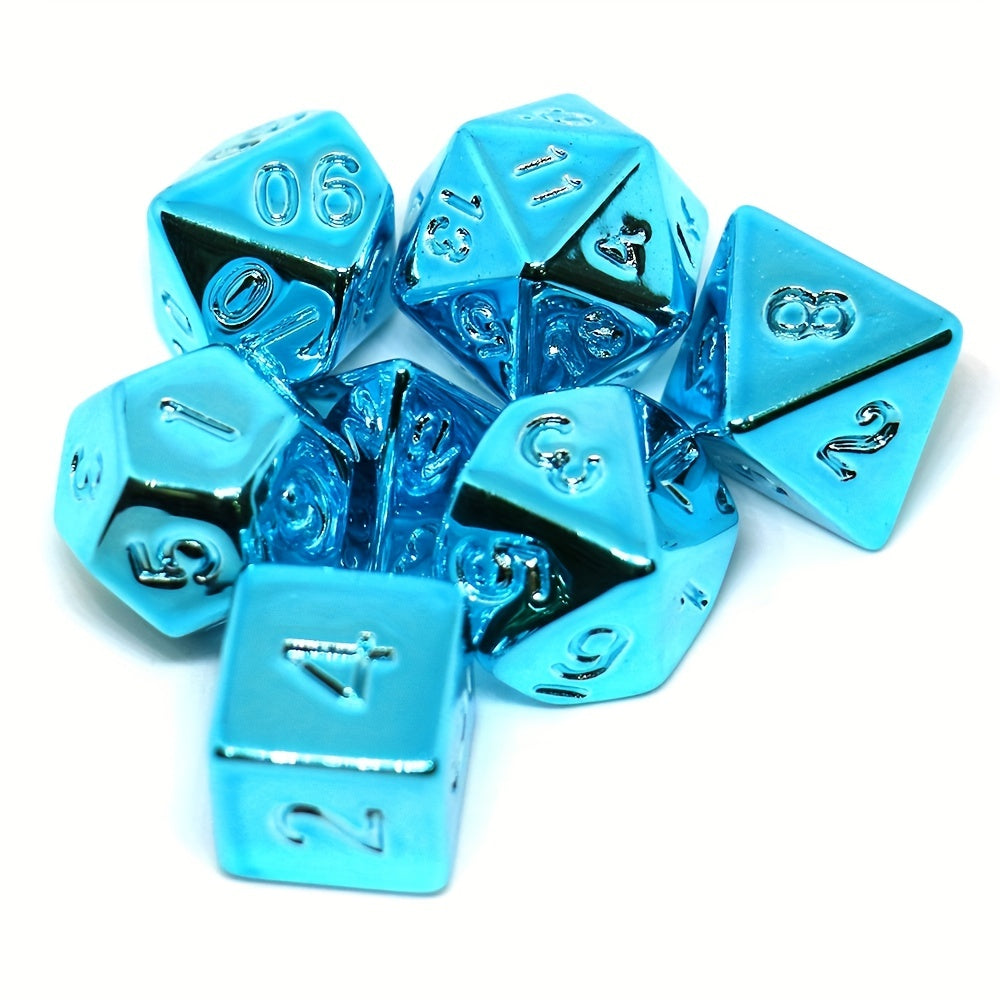 7 Piece Electroplated Polyhedral Dice Set for RPGs & Table Games