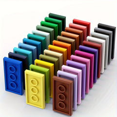 12pcs Building Block Set 2x4 Low Wall Flat Bricks Mixed Colors ABS Construction