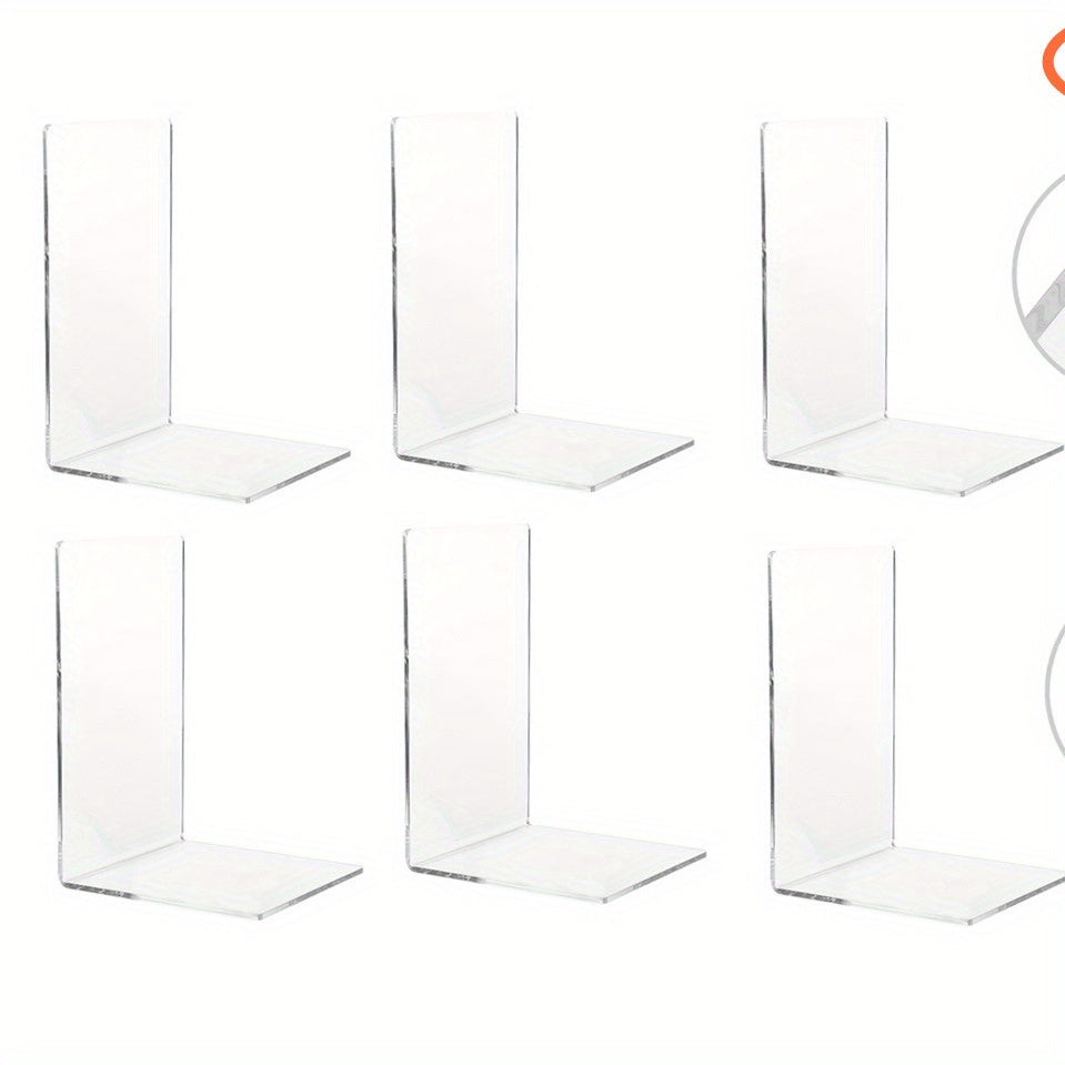 Acrylic Bookends for Shelves Heavy Duty Book Ends and Desktop Organizer