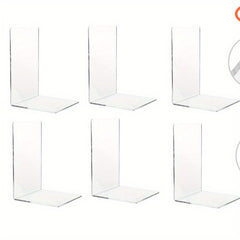 Acrylic Bookends for Shelves Heavy Duty Book Ends and Desktop Organizer
