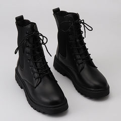 Women's Lace Up Combat Boots Faux Leather Fashionable Boots