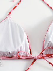 Bikini Set Women's Strawberry Print 3pcs Bikini Set