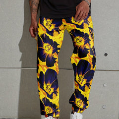 Flower Print Men's Cargo Jogger Pants