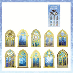 10pcs Retro Flower Window Bronzing Waterproof Sticker Pack