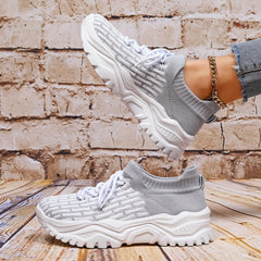 Bamboo Pattern Socks Sneakers Lace Up Outdoor Running Shoes