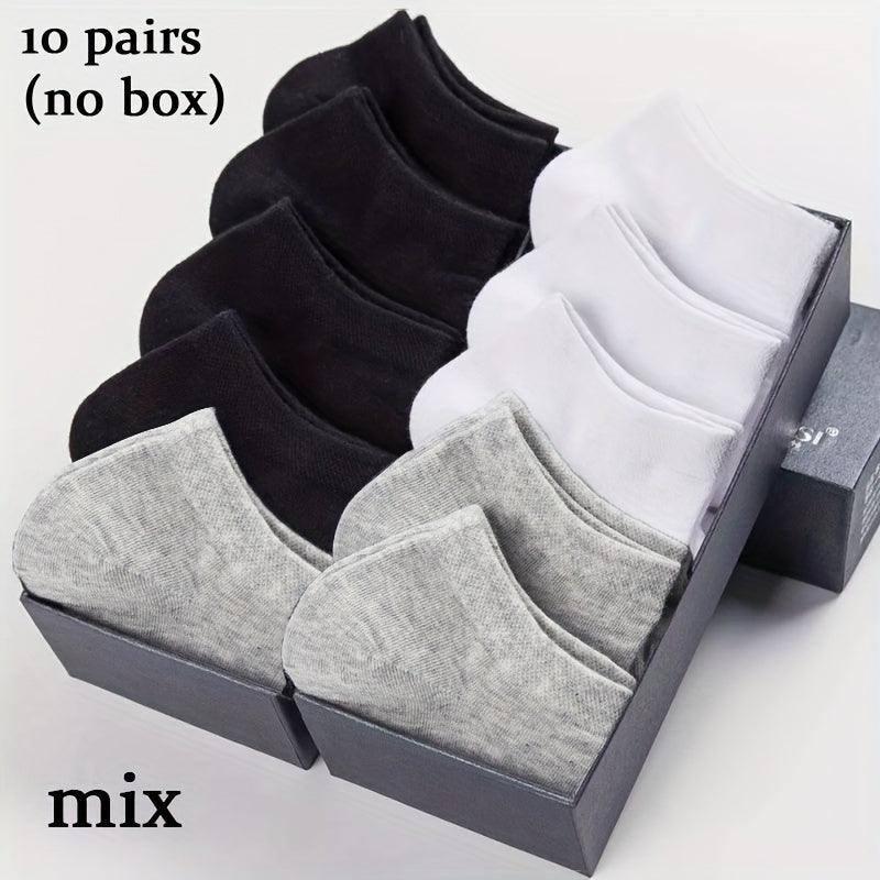 10 Pairs Unisex Solid No Show Socks Breathable Casual Style