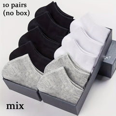 10 Pairs Unisex Solid No Show Socks Breathable Casual Style