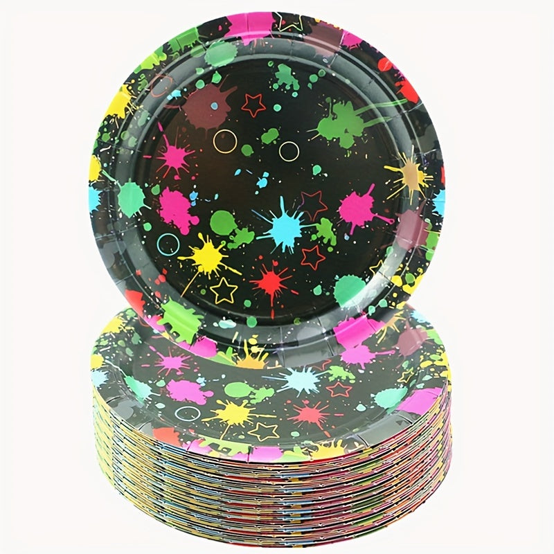 Neon Party Plates Dress Up Happy Birthday Party Supplies 20pcs Plates