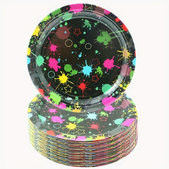Neon Party Plates Dress Up Happy Birthday Party Supplies 20pcs Plates