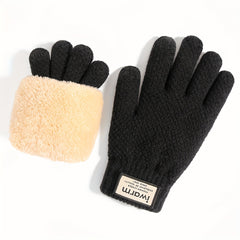 Knitted Gloves Thickened Plus Velvet Warm Touch Screen Non-slip Gloves