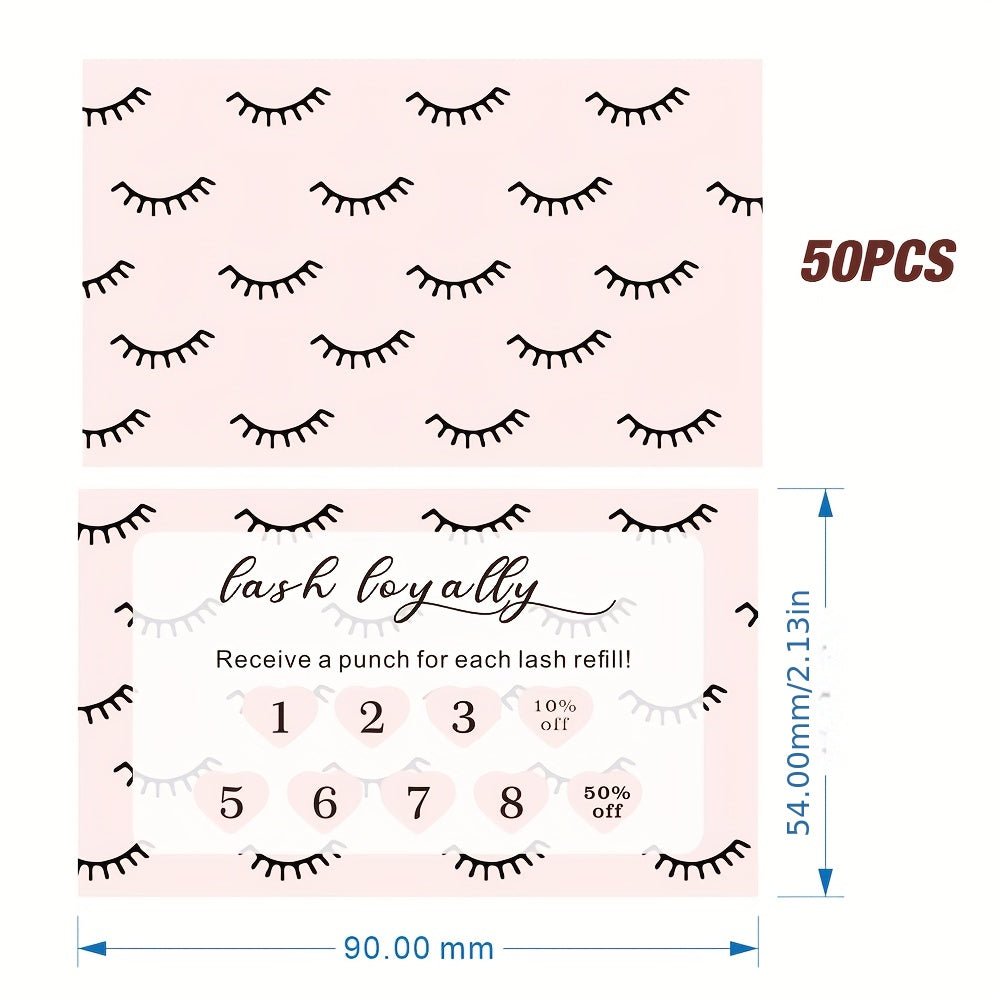 50pcs Pink Loyalty Card Beauty Business Card Aesthetics Esthetician Lash Tech