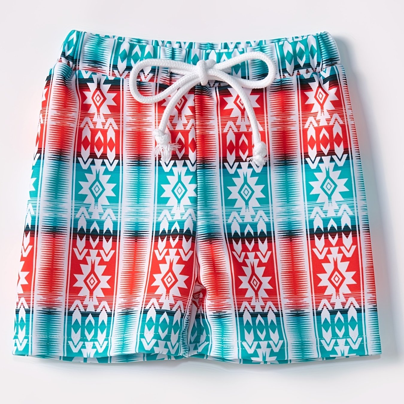 Boys Swim Trunks Vertical Stripe Print Elastic Waist Beach Pants