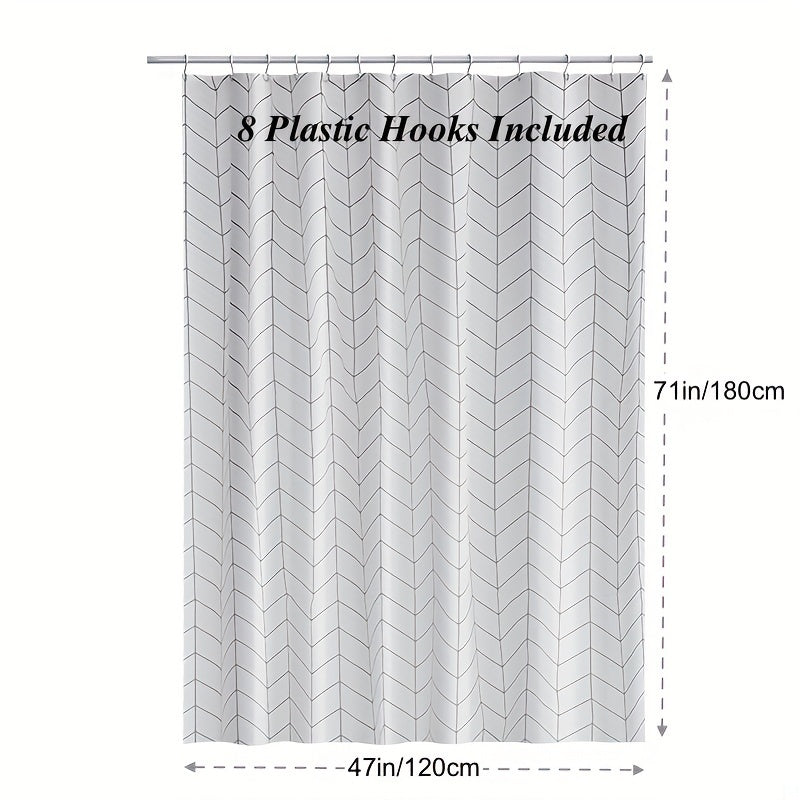 Waterproof Geometric Shower Curtain Metal Grommets Hooks Durable Polyester Bath