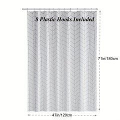 Waterproof Geometric Shower Curtain Metal Grommets Hooks Durable Polyester Bath