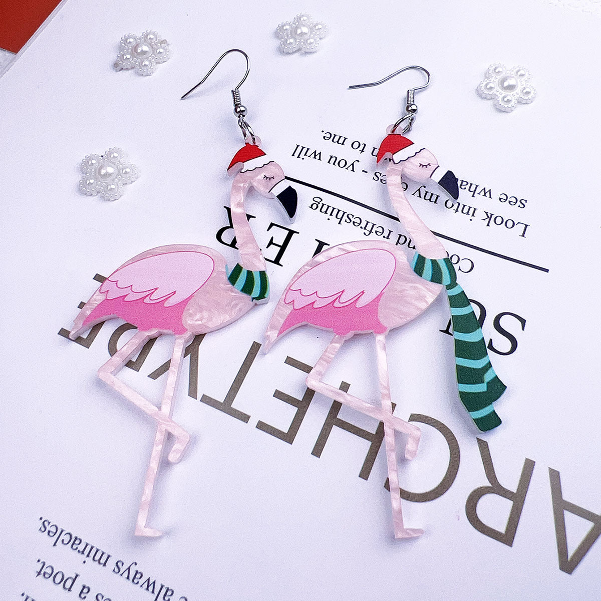 Christmas Hat Scarf Animal Earrings Festive Party Decoration