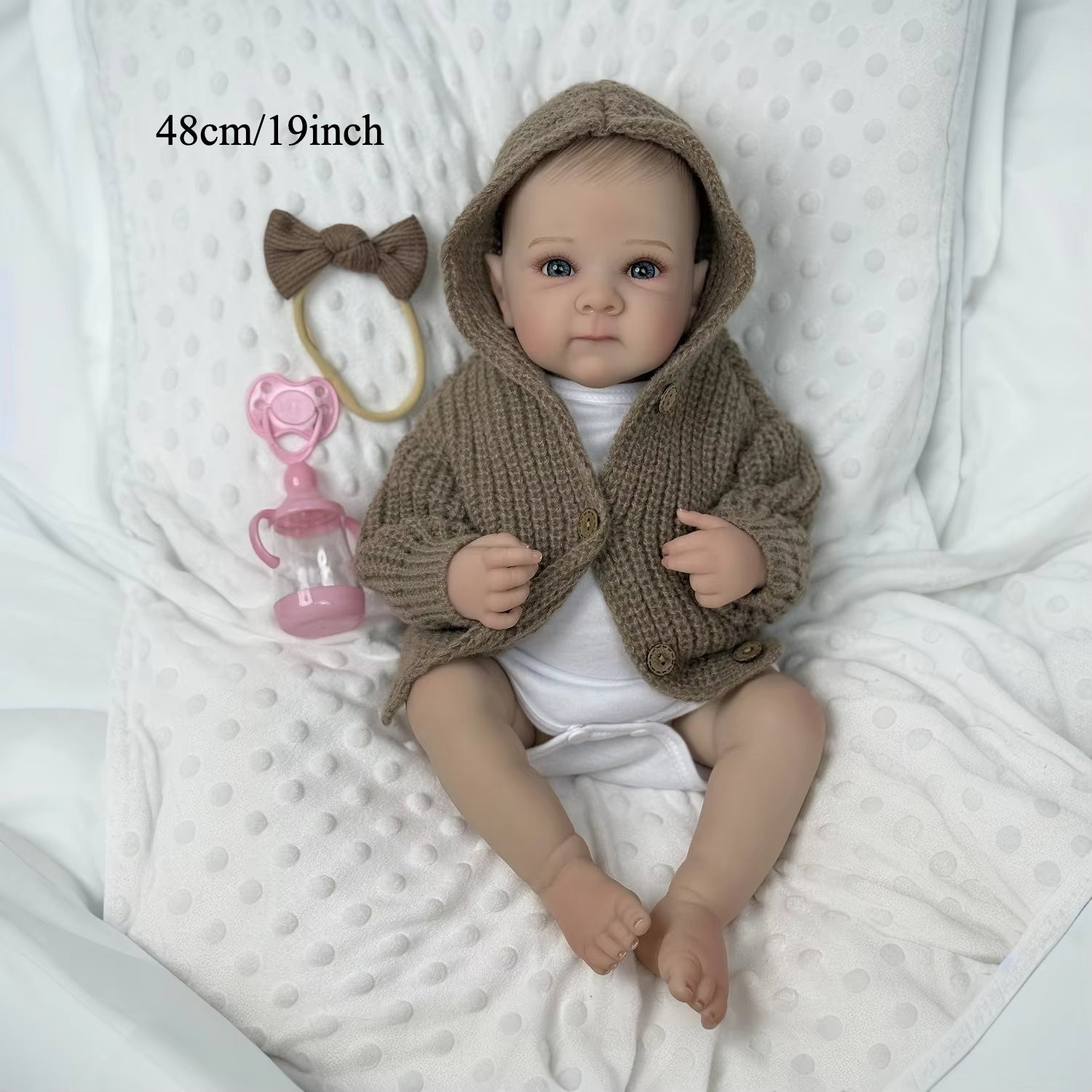 19" Full Vinyl Body Reborn Baby Girl Doll Toy for Kids Birthday Gift
